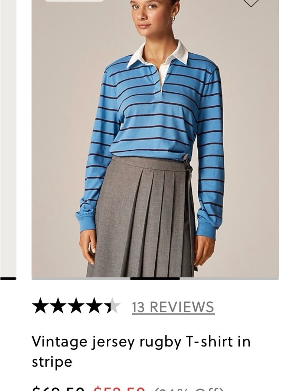 J. Crew Blue Stripe Rugby vintage Jersey cropped